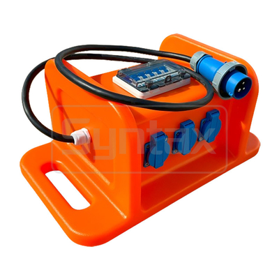 Syntax MS8 Single Phase 16A HDPE Portable Distribution Box IP67 With Extension Cable 1 Meter With Handle 490x290x255mm