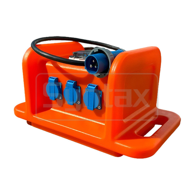 Syntax MS8 Single Phase 16A HDPE Portable Distribution Box IP67 With Extension Cable 1 Meter With Handle 490x290x255mm