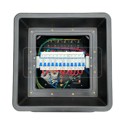Syntax MD1 Three Phase 4P 32AMP HDPE Portable Distribution Box IP67 With 12 Nos UL Listed Nema Dual Sockets 430x380x460mm