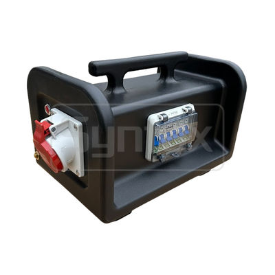 Syntax MS7 Three Phase 32A HDPE Portable Distribution Box IP67 With 6 Nos Nema Dual Sockets With Earthing Stud 395x260x275mm