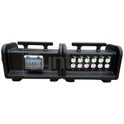Syntax MS7 Three Phase 32A HDPE Portable Distribution Box IP67 With 6 Nos Nema Dual Sockets With Earthing Stud 395x260x275mm