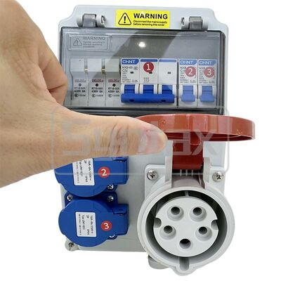 Syntax CX7 Wall Mounted Distribution Box 32AMP Three Phase Fused Made in PC Electric Grey Stage Box 26*17*14CM