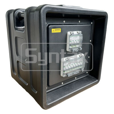 Syntax MD1 Three Phase 32A/5P HDPE Power Distribution Box IP67 Waterproof for Outdoor Events with UK 13A Sockets