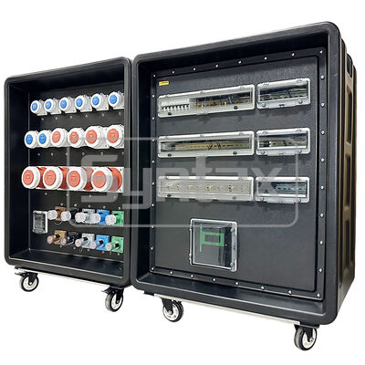 Syntax MD5 IP67 Waterproof 500A Three Phase HDPE Portable Power Distribution Box on Wheels with Powerlocks 500A for FIFA Sporting Events In Qatar