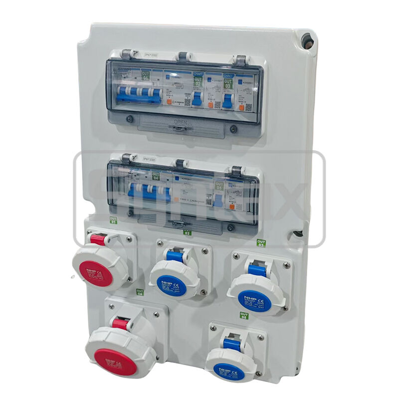Syntax JS5 Wall-Mounted & Portable Industrial Power Distribution Box 63AMP 3 Phase IP65 Waterproof with RCBO Protected 360*540*180mm