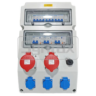 Синтаксис CX4 Настенный распределительный ящик 63AMP Трехфазный четырехпроводник с IP65 водонепроницаемыми розетками Меннекса и сетевым интерфейсом RJ45